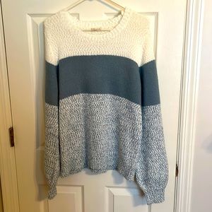Dusty Blue and White Sweater